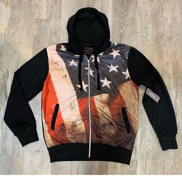 NWT Galaxy by harvic full zip American flag hoodie size s - Picture 4 of 13